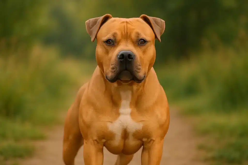 Cachorros Musculosos em um caminho olhando para o leitor