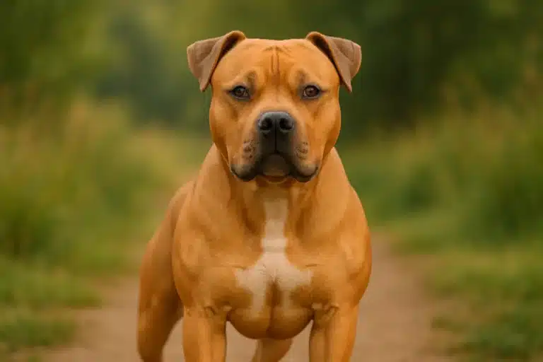 Cachorros Musculosos em um caminho olhando para o leitor
