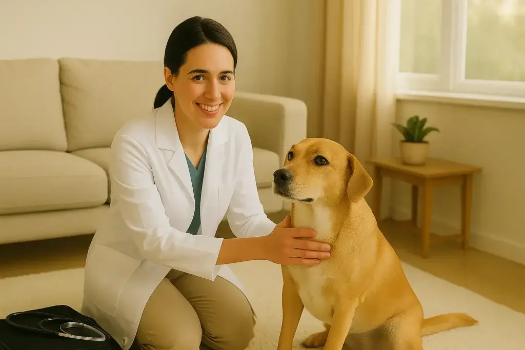 Veterinária em Bagé: Cuidado Ideal Pro Seu Pet 1 Veterinária em Bagé fazendo carinho em um cachorro