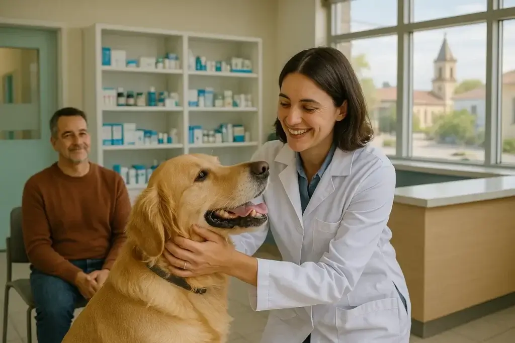 Veterinária em Carazinho 1 Veterinária em Carazinho com veterinária atendendo cachorro e tutor