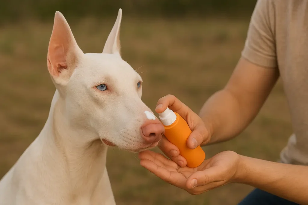 Doberman Albino: Guia Completo sobre Cuidados e Curiosidades 1 protetor solar em Doberman Albino